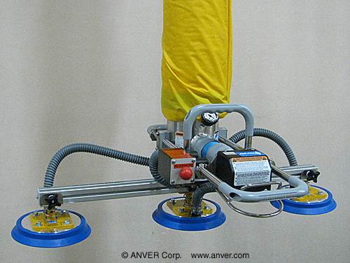 ANVER Vacuum Tube Lifter with Custom Dual Bag Head Pad Attachment